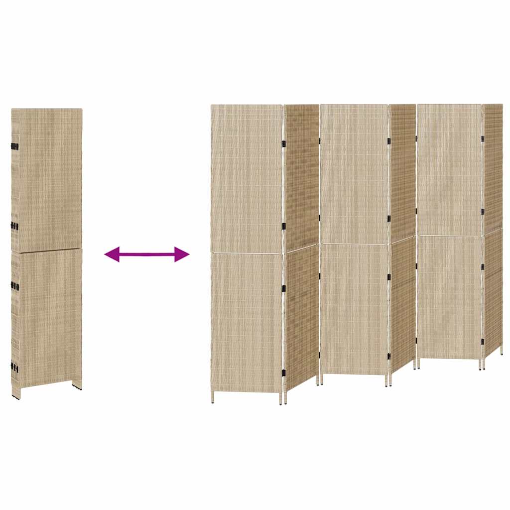 Room Divider Folding Manual Beige 292 x 180 cm Poly Rattan