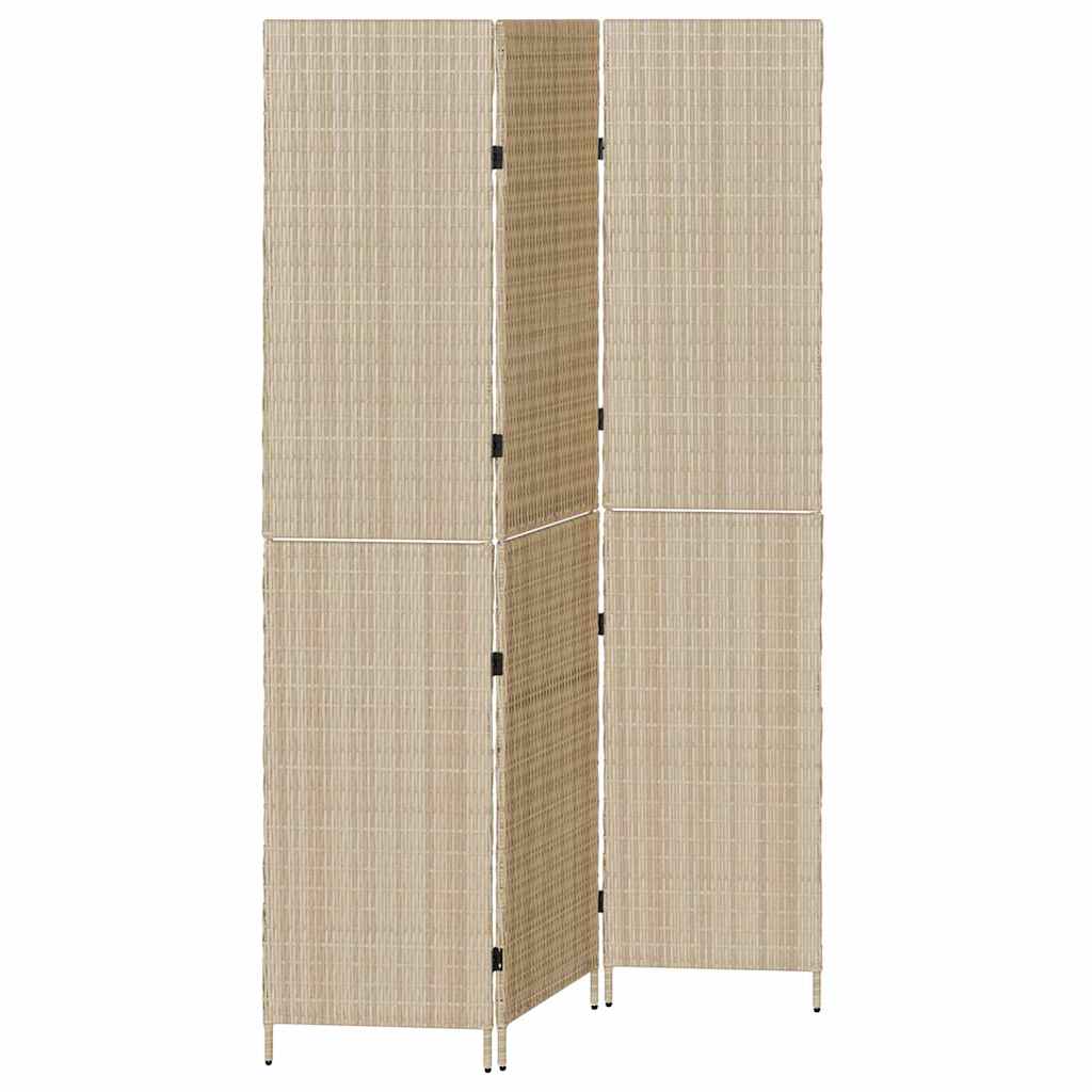 Room Divider Folding Manual Beige 146 x 200 cm Poly Rattan