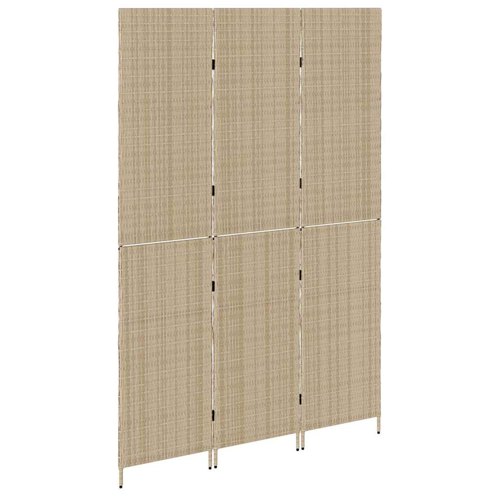 Room Divider Folding Manual Beige 146 x 200 cm Poly Rattan