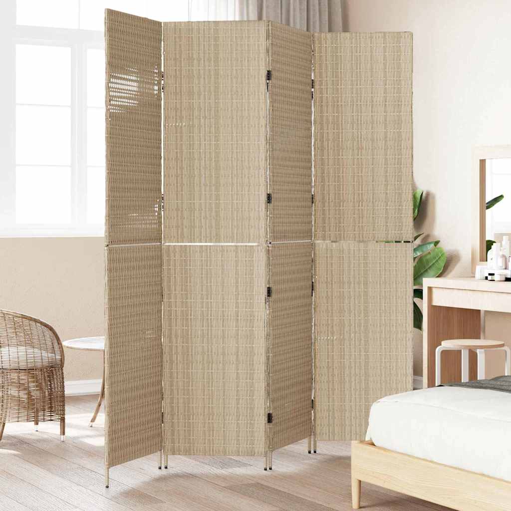 Room Divider Folding Manual Beige 196 x 200 cm Poly Rattan