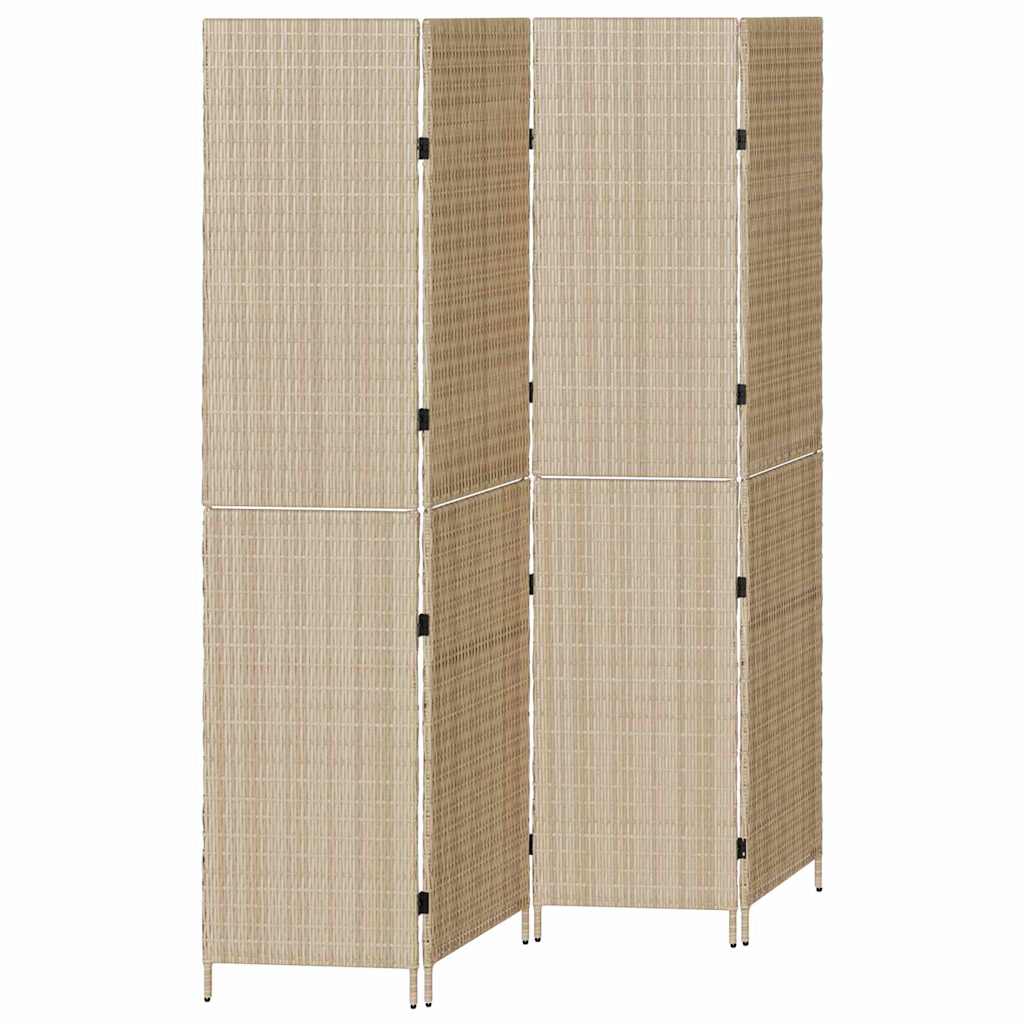 Room Divider Folding Manual Beige 196 x 200 cm Poly Rattan
