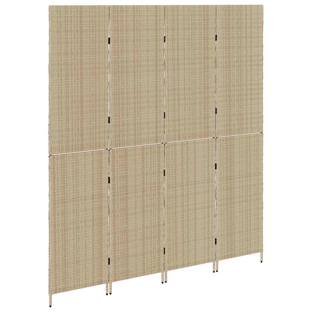 Room Divider Folding Manual Beige 196 x 200 cm Poly Rattan
