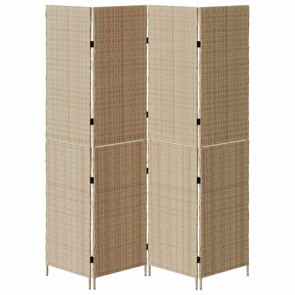 Room Divider Folding Manual Beige 196 x 200 cm Poly Rattan