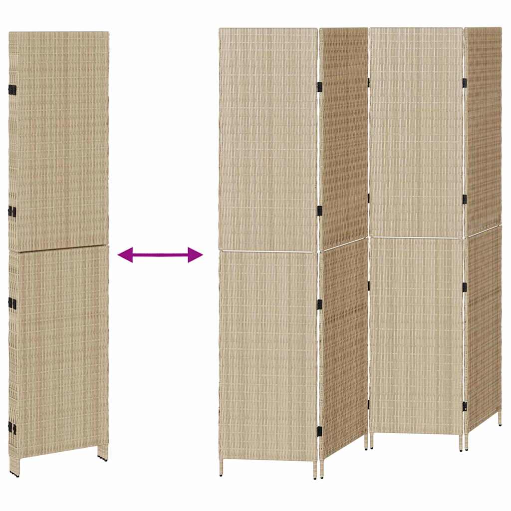 Room Divider Folding Manual Beige 196 x 200 cm Poly Rattan
