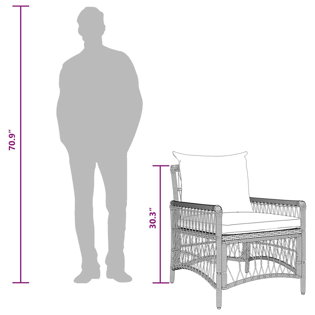 Garden Chair Brown 60 x 70 x 78cm Poly Rattan