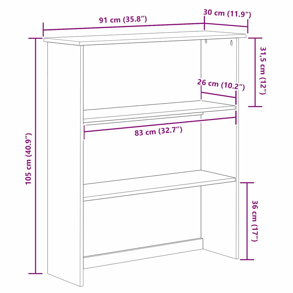 Hutch ASKIM Brown 91 x 30 x 104 cm Solid pine wood