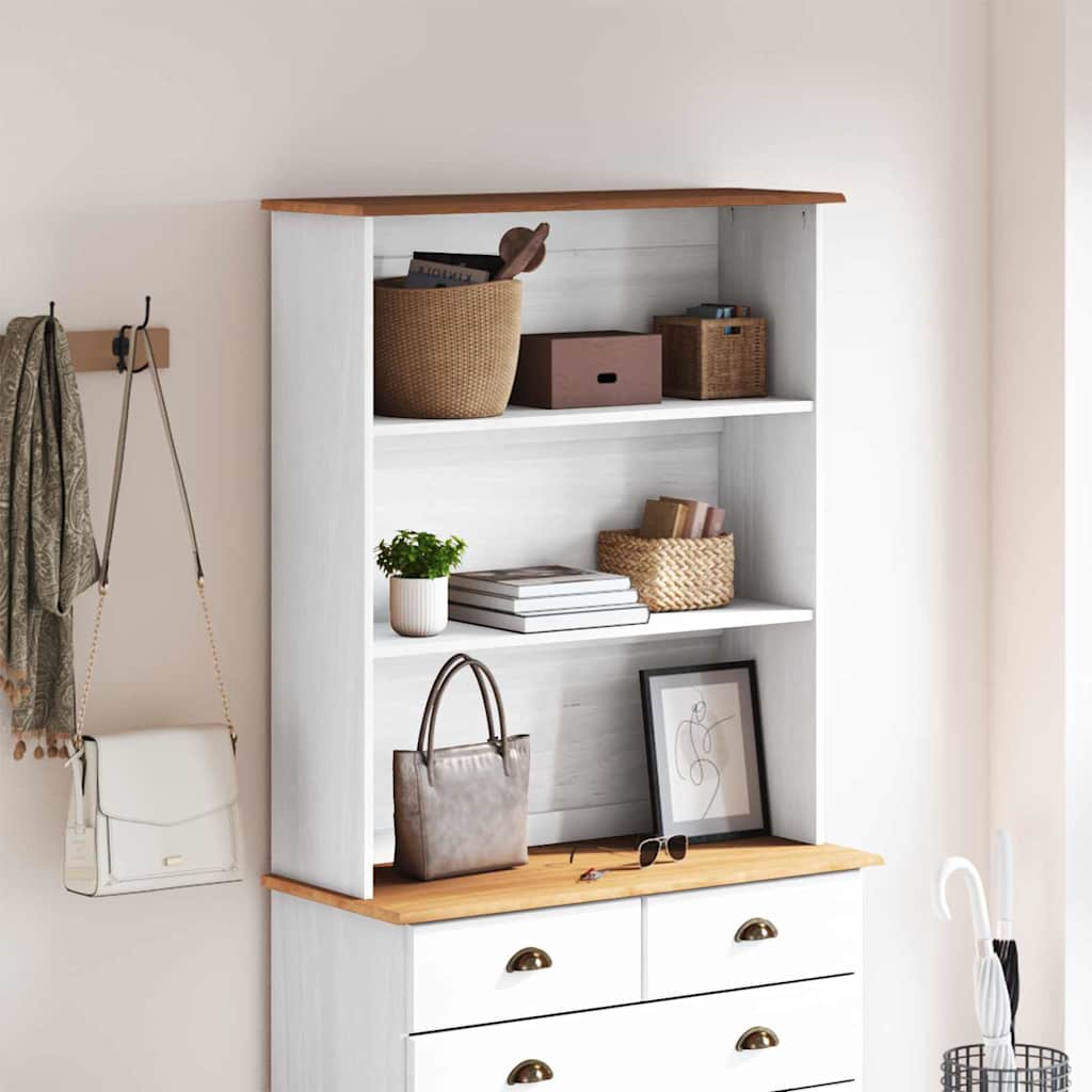 Hutch ASKIM White 91 x 30 x 104 cm Solid pine wood