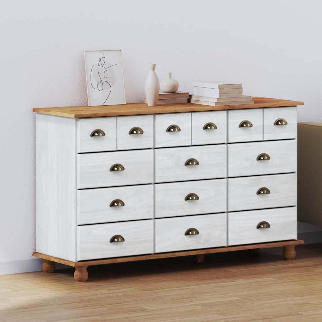 Chest of Drawer ASKIM White 79 x 40 x 133.5 cm Solid Pine wood