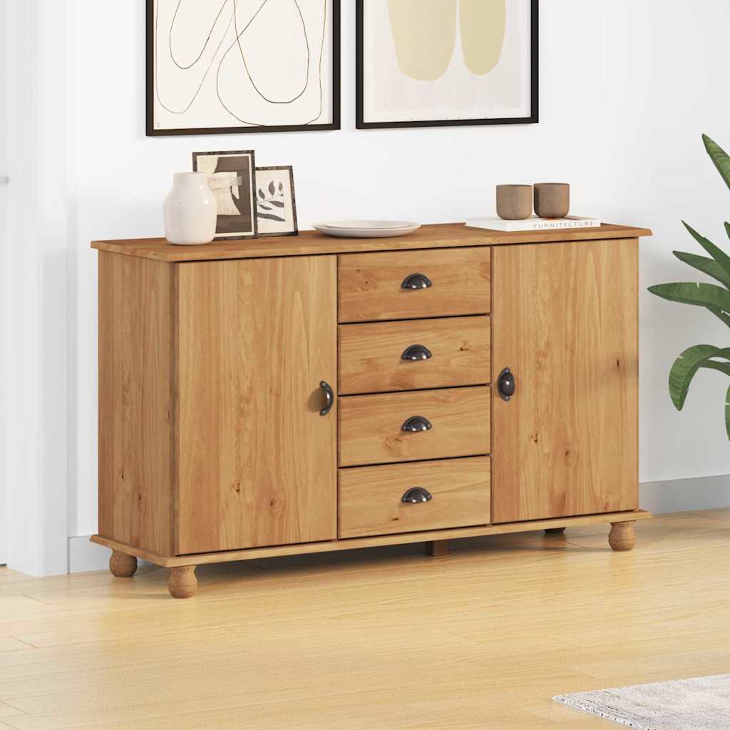 Sideboard ASKIM Brown 133.5 x 40 x 79 cm Solid pine wood