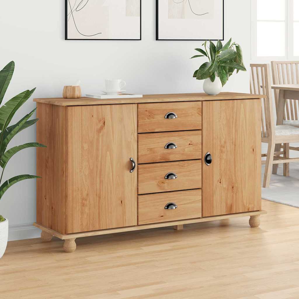 Sideboard ASKIM Brown 133.5 x 40 x 79 cm Solid pine wood