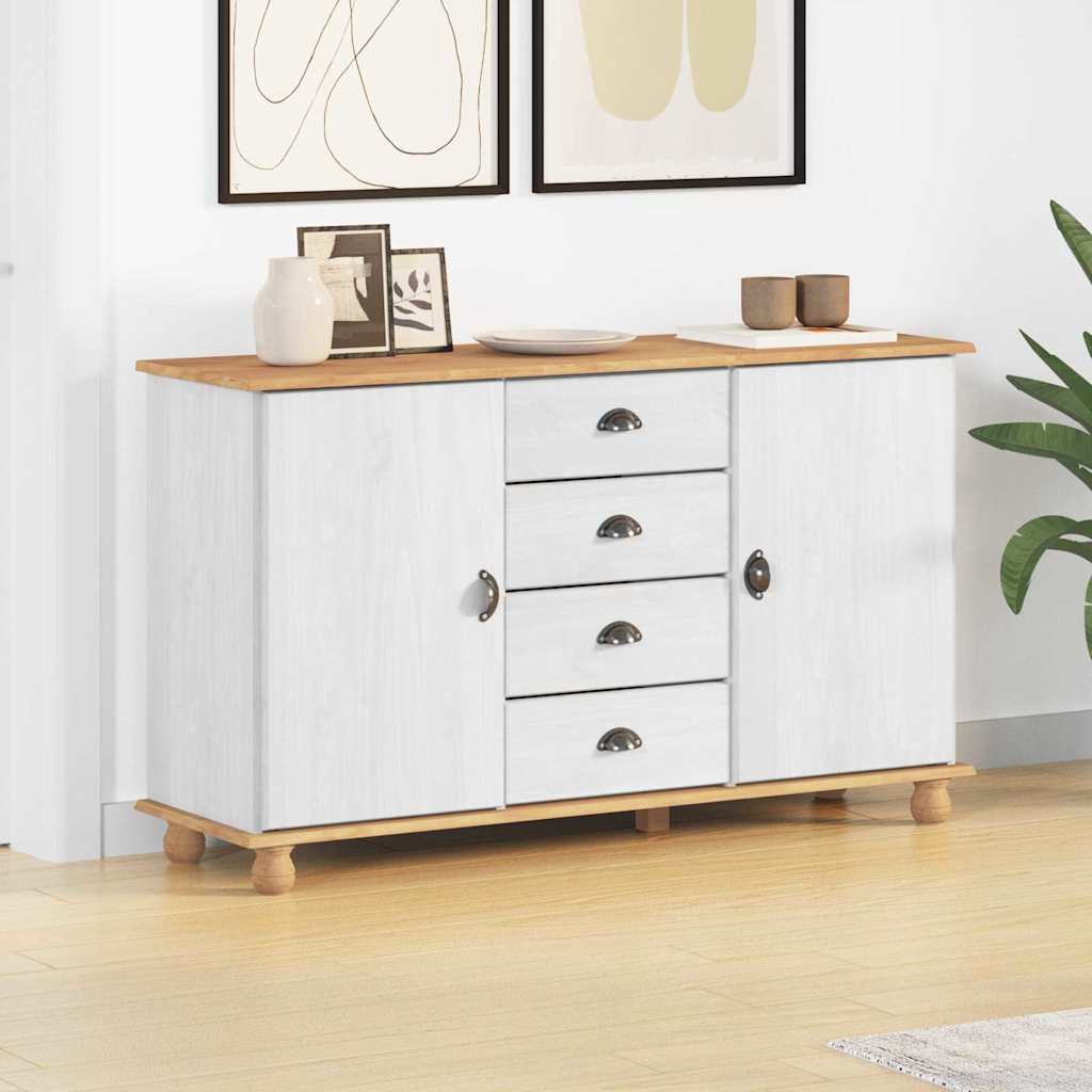 Sideboard ASKIM White 133.5 x 40 x 79 cm Solid pine wood