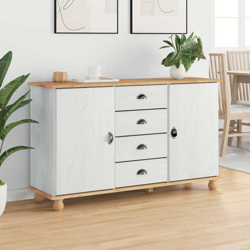 Sideboard ASKIM White 133.5 x 40 x 79 cm Solid pine wood