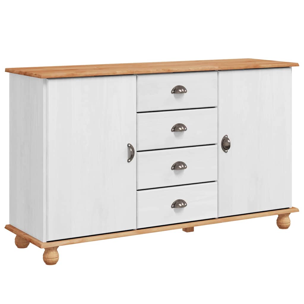 Sideboard ASKIM White 133.5 x 40 x 79 cm Solid pine wood
