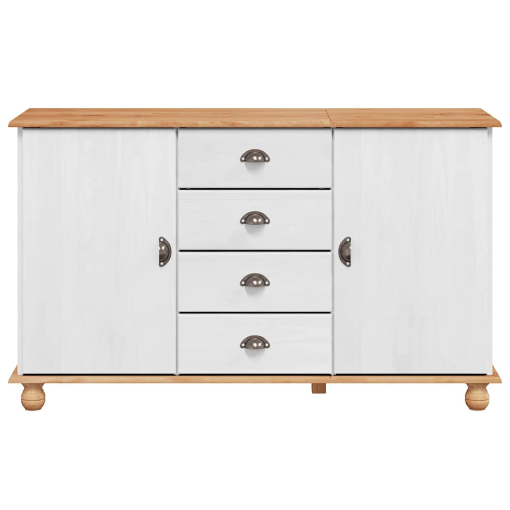 Sideboard ASKIM White 133.5 x 40 x 79 cm Solid pine wood