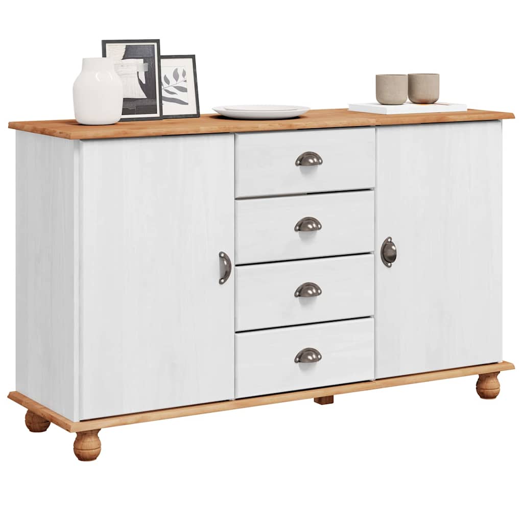 Sideboard ASKIM White 133.5 x 40 x 79 cm Solid pine wood