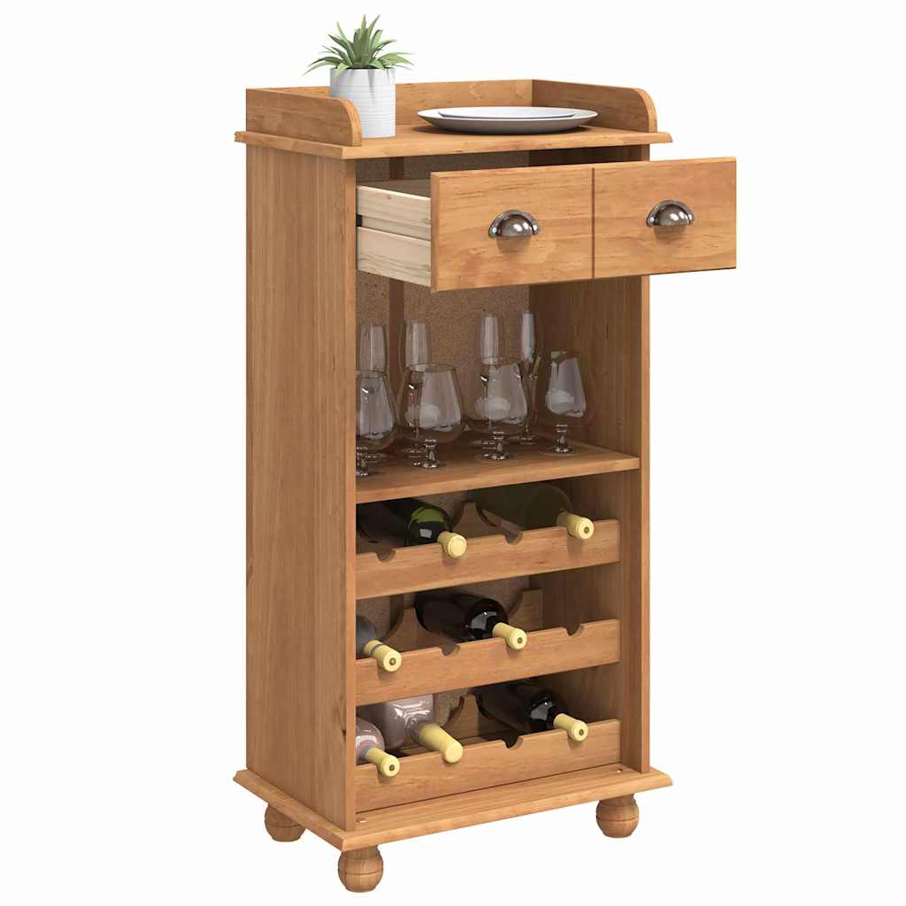 Wine Cabinet ASKIM Brown 57 x 37 x 114 cm Solid pine wood