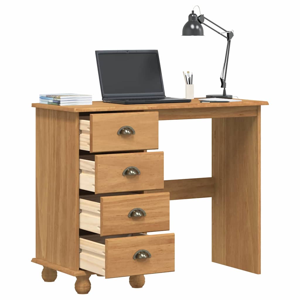 Desk with Drawer ASKIM Brown 95 x 40 x 75 cm Solid pine wood