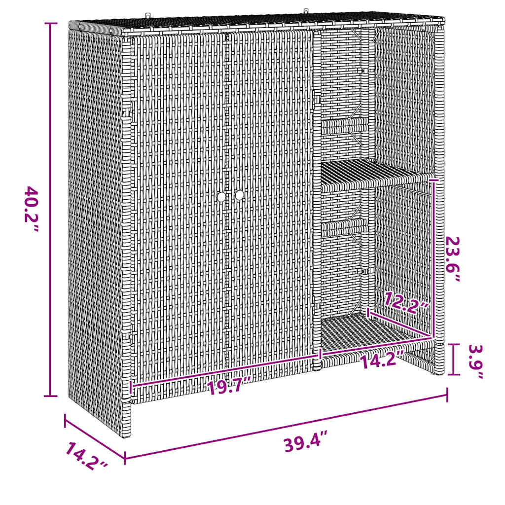 Storage Cabinet with Storage Black 100 x 36 x 102 cm Rattan