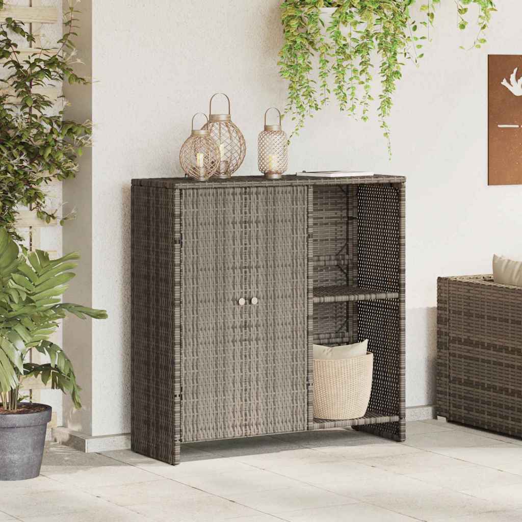 Storage Cabinet with Storage Grey 100 x 36 x 102 cm Rattan