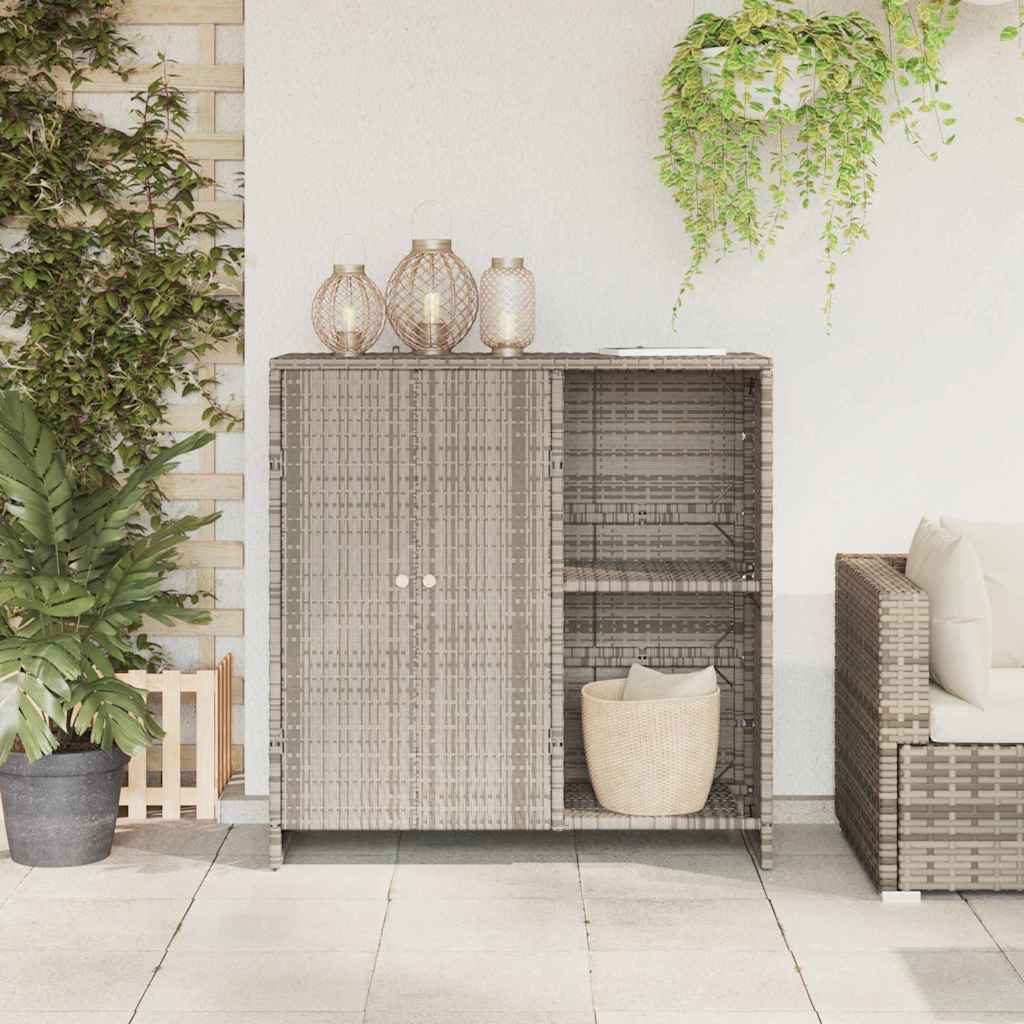 Storage Cabinet with Door Light Grey 100 x 36 x 102 cm Rattan