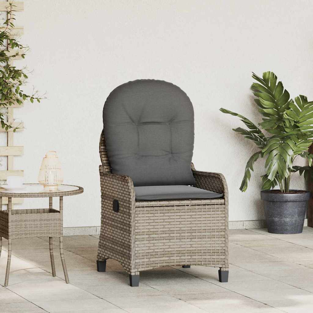 Recliner Chair Grey 56 x 66 x 95cm Poly Rattan