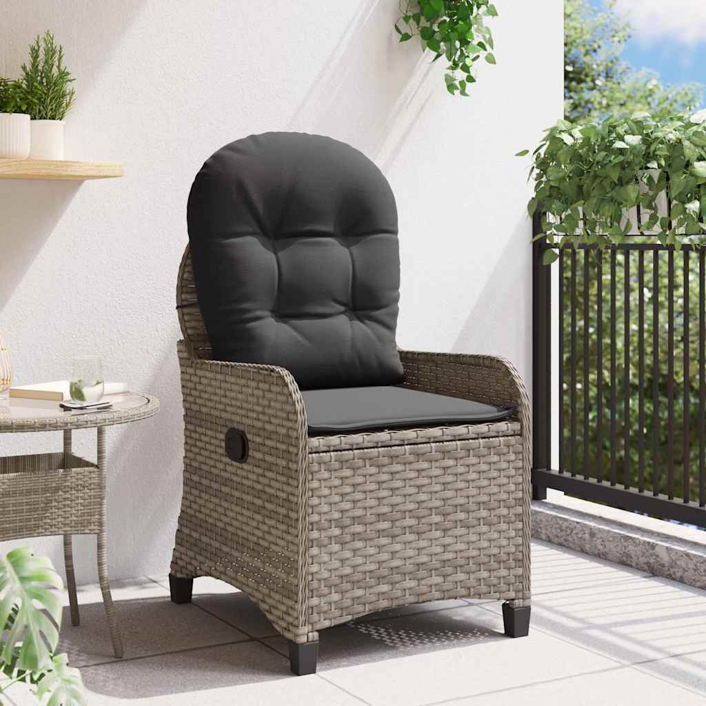 Recliner Chair Grey 56 x 66 x 95cm Poly Rattan