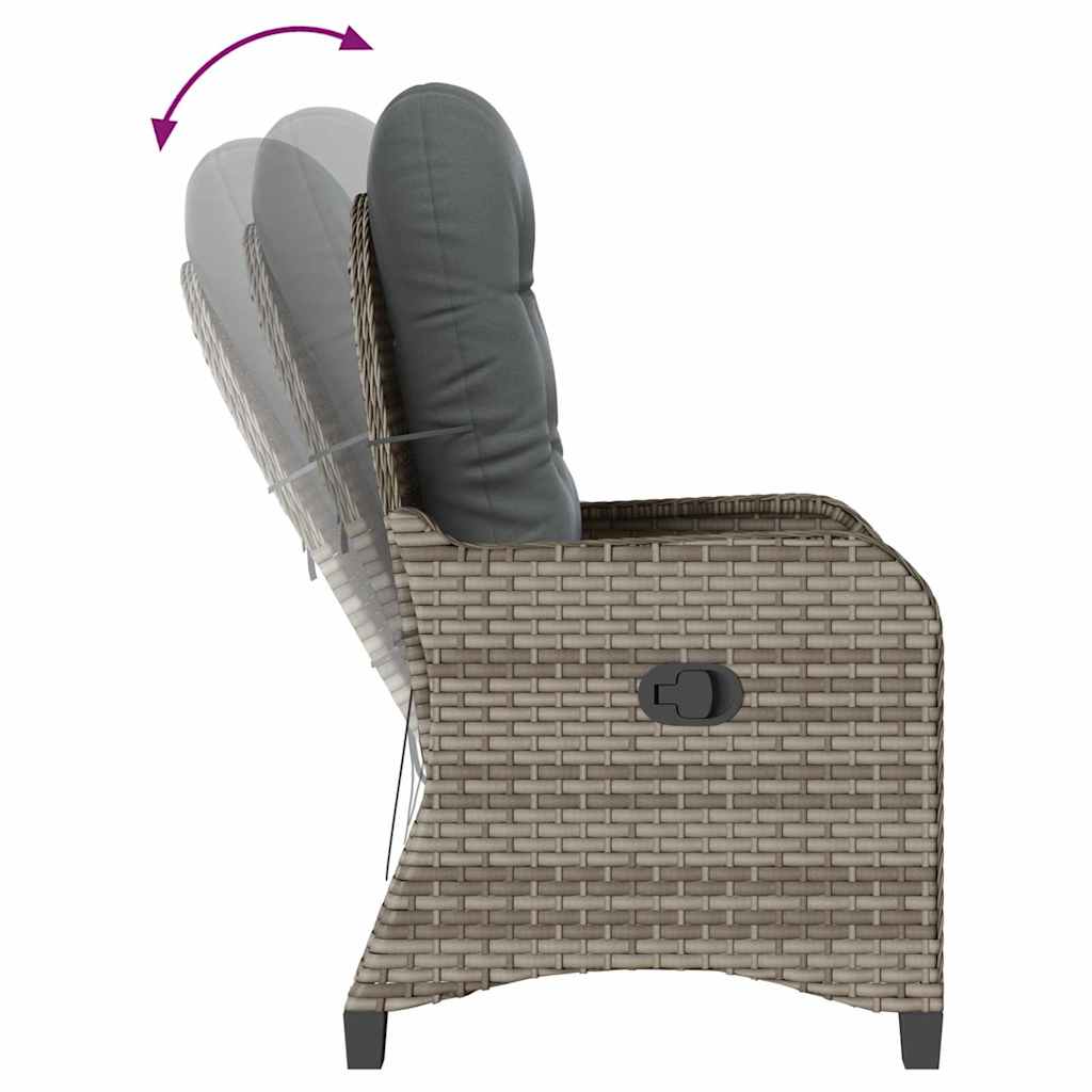 Recliner Chair Grey 56 x 66 x 95cm Poly Rattan