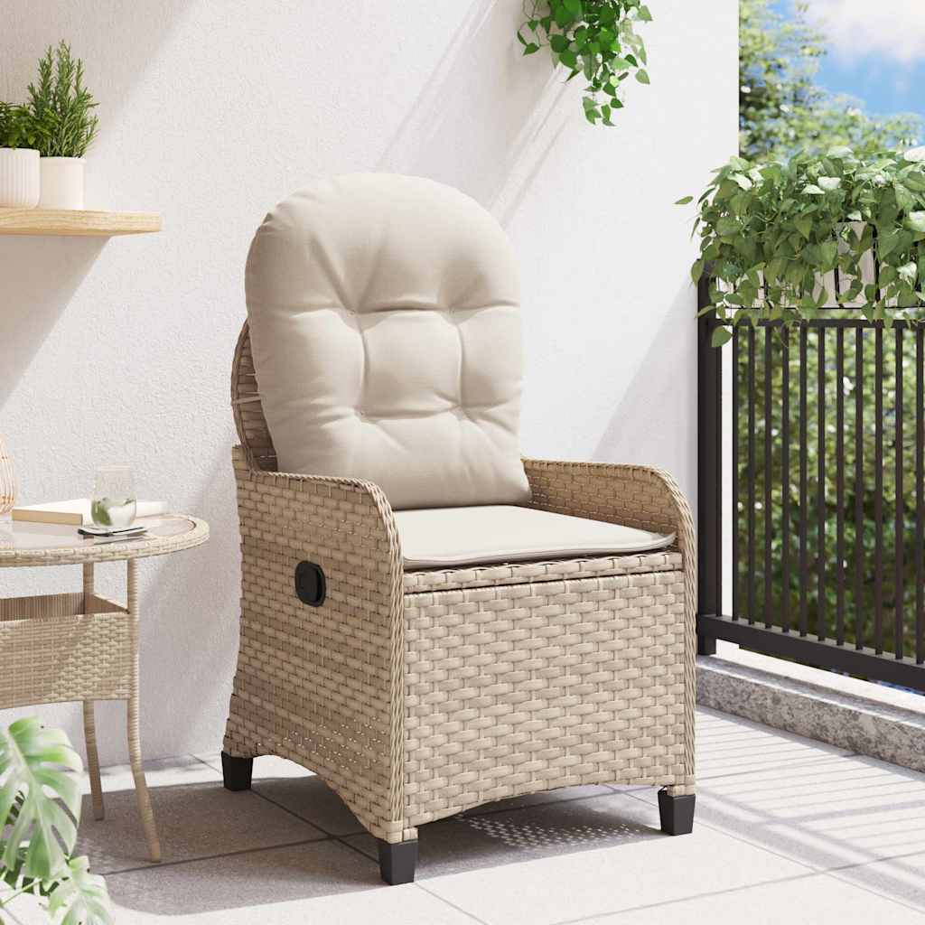 Recliner Chair Beige 56 x 66 x 95cm Poly Rattan