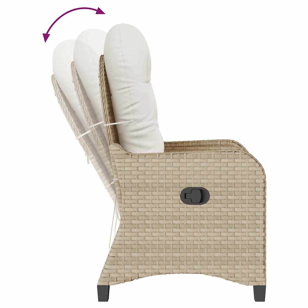 Recliner Chair Beige 56 x 66 x 95cm Poly Rattan