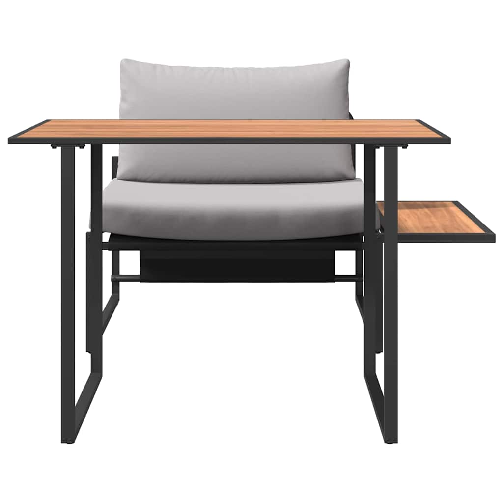 Garden Dining Set 2 pcs Light grey Steel