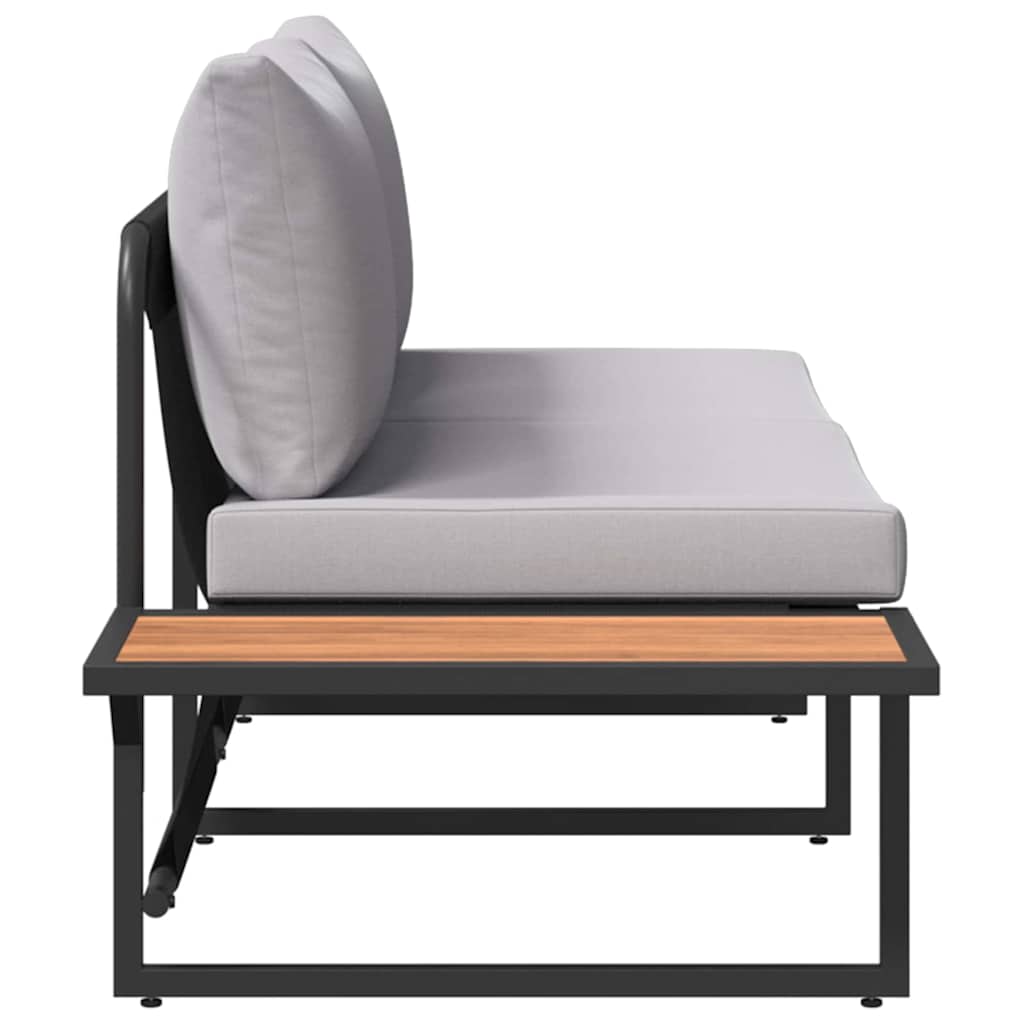 Garden Sofa with Cushion Brown 200.5 x 70 x 85.5cm Metal