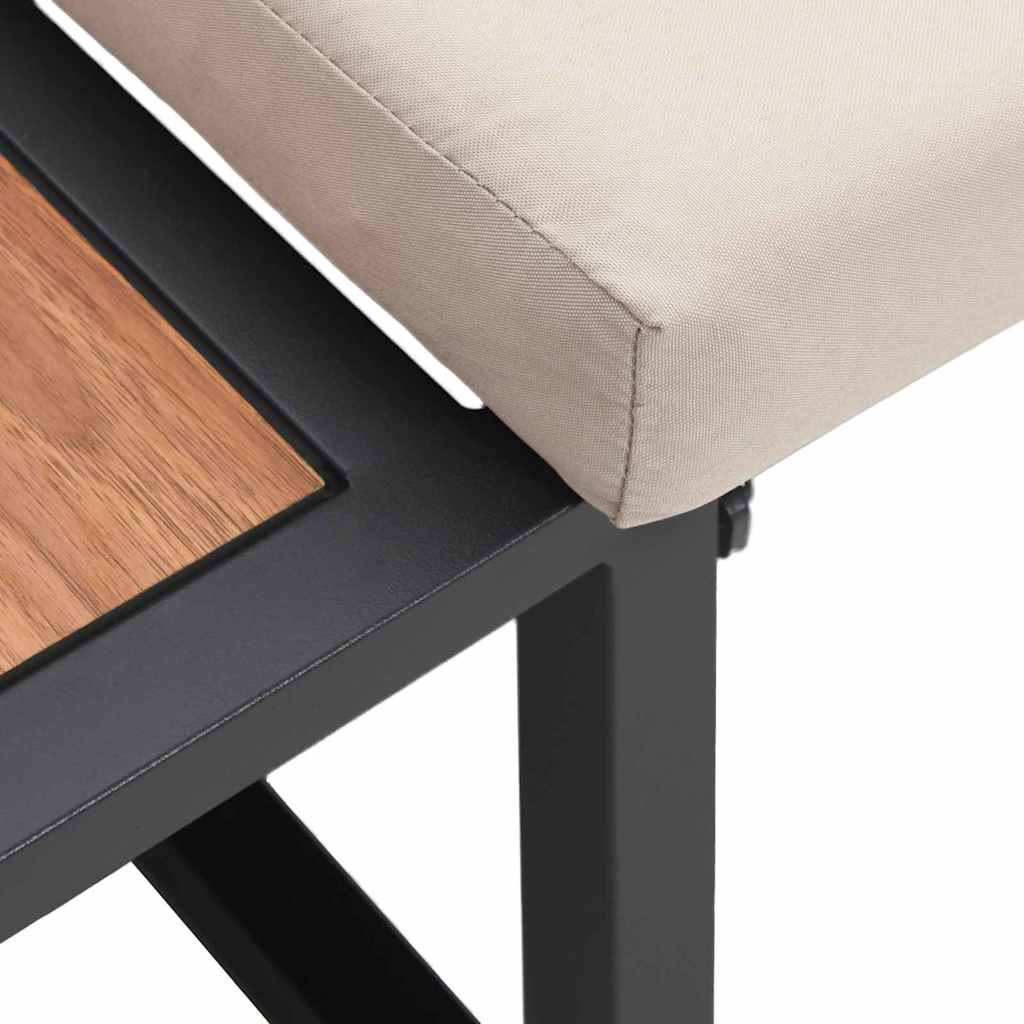 Garden Sofa with Cushion Brown 200.5 x 70 x 85.5cm Metal