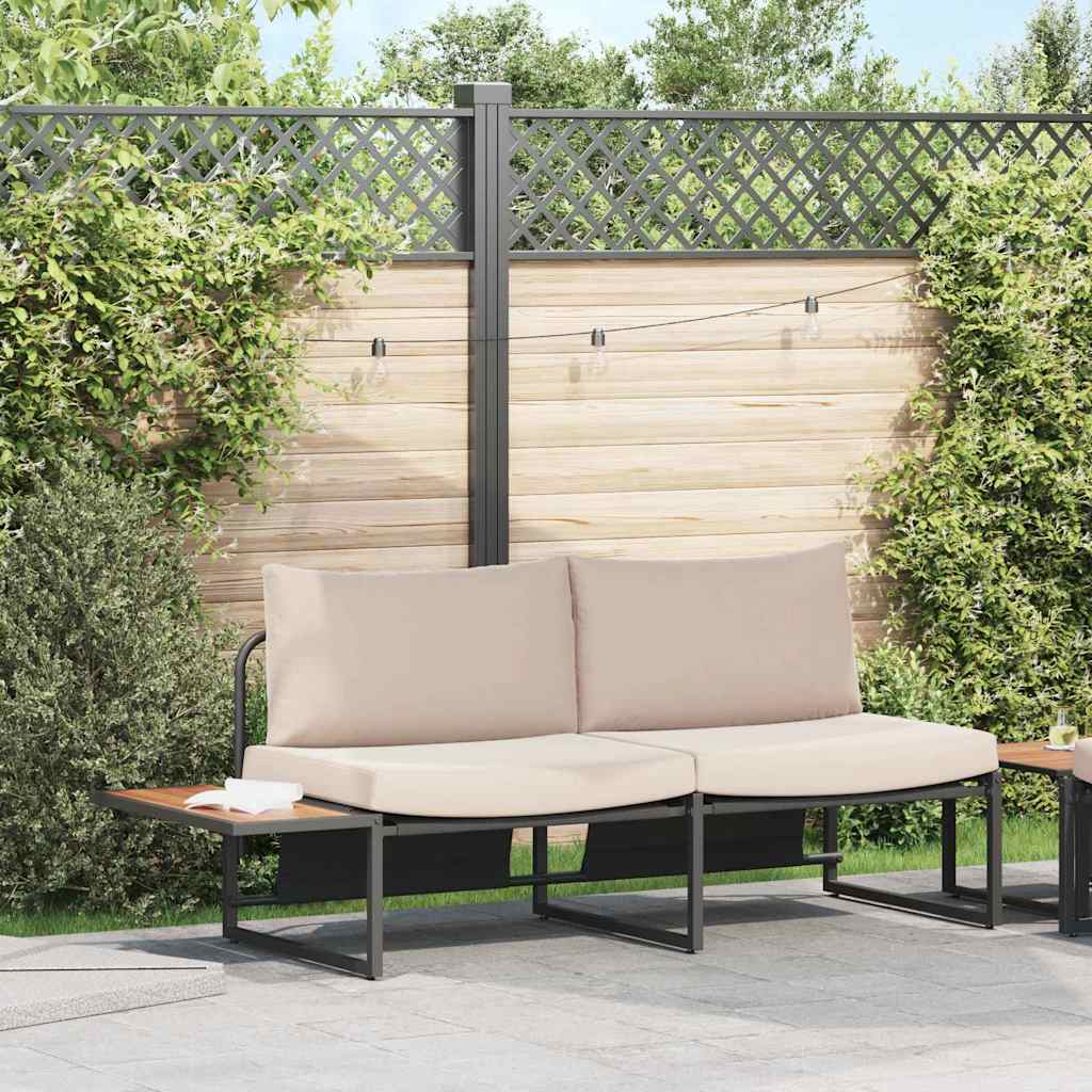 Garden Sofa with Cushion Brown 200.5 x 70 x 85.5cm Metal