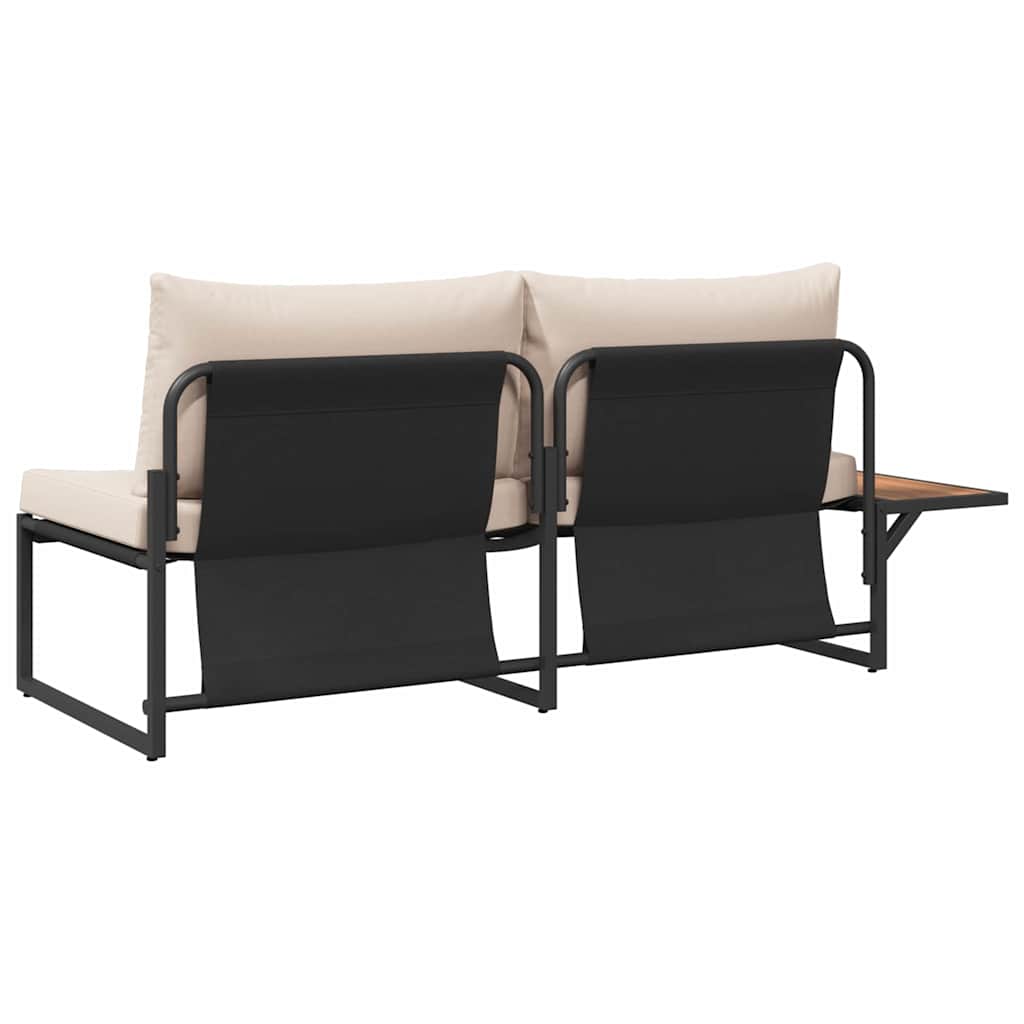 Garden Sofa with Cushion Brown 200.5 x 70 x 85.5cm Metal