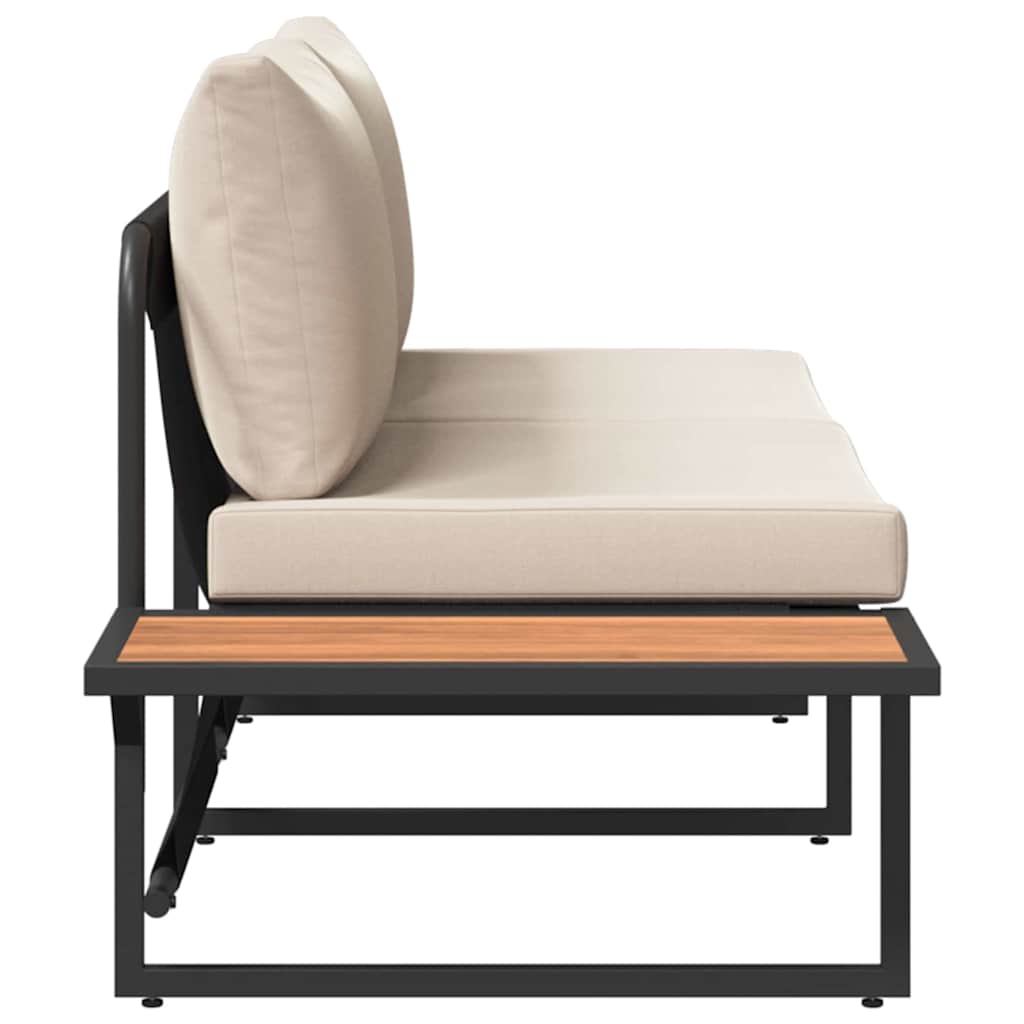 Garden Sofa with Cushion Brown 200.5 x 70 x 85.5cm Metal