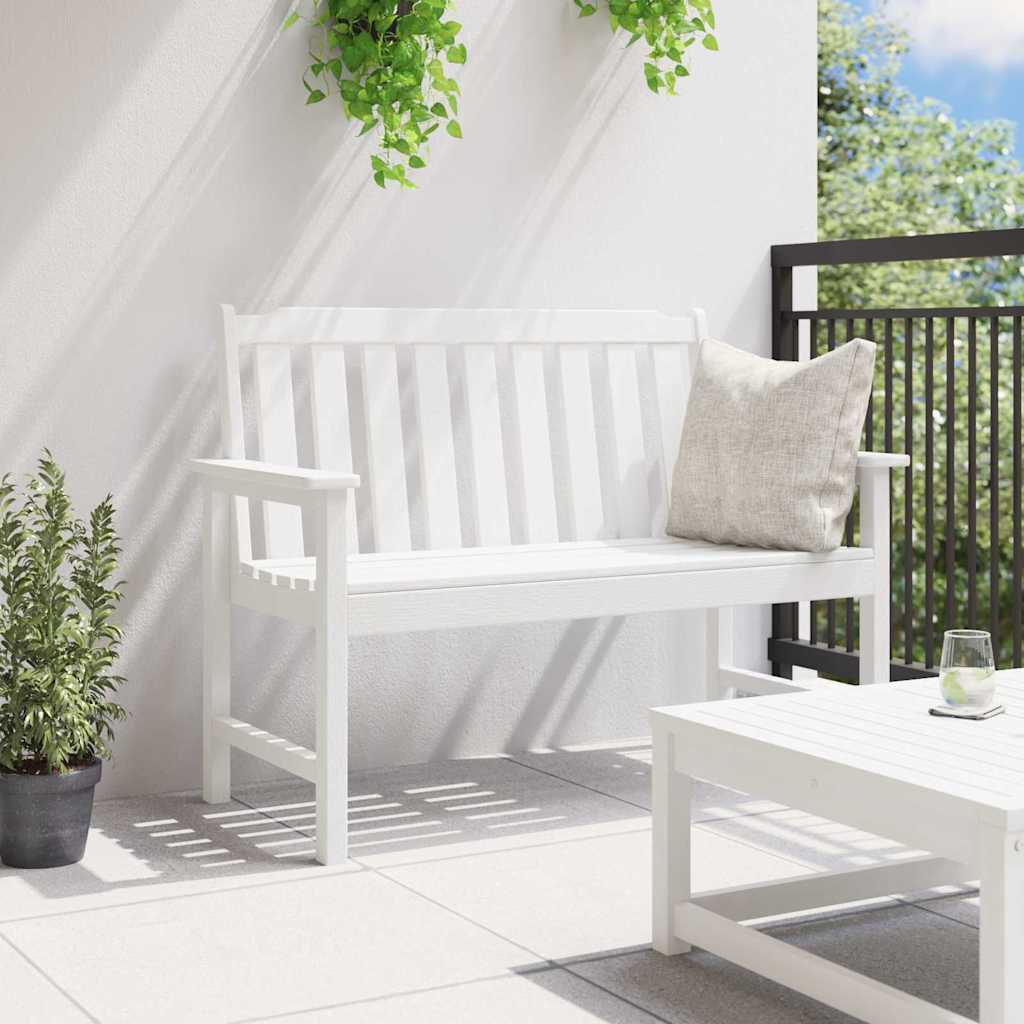 Garden Bench with Cushion White 120 x 59 x 88cm HDPE