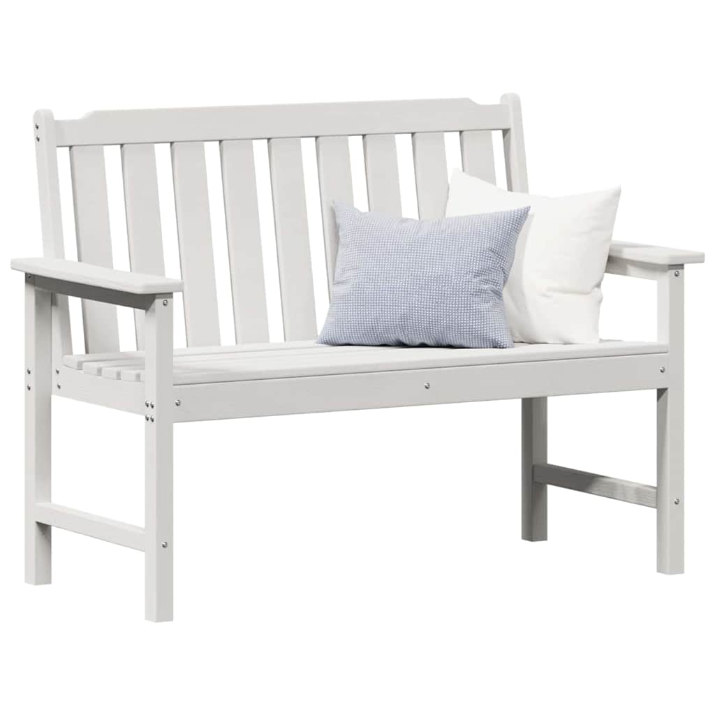 Garden Bench with Cushion White 120 x 59 x 88cm HDPE