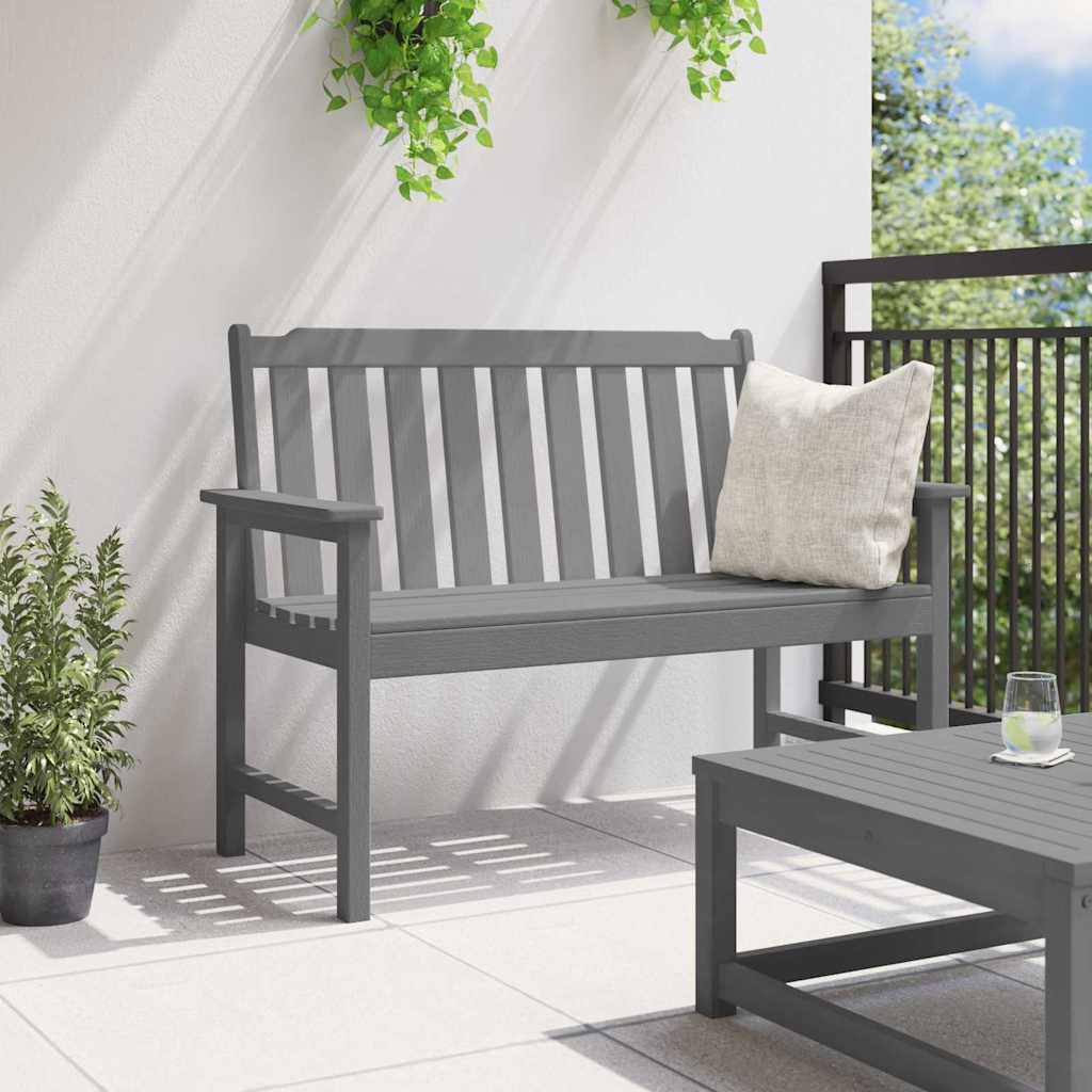 Garden Bench with Cushion Light Grey 120 x 59 x 88cm HDPE