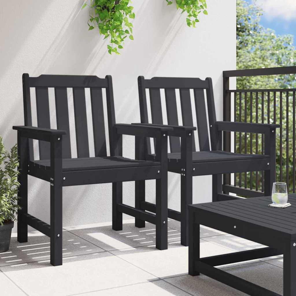 Garden Dining Chair 2 pcs Black 65.5 x 59 x 88cm HDPE