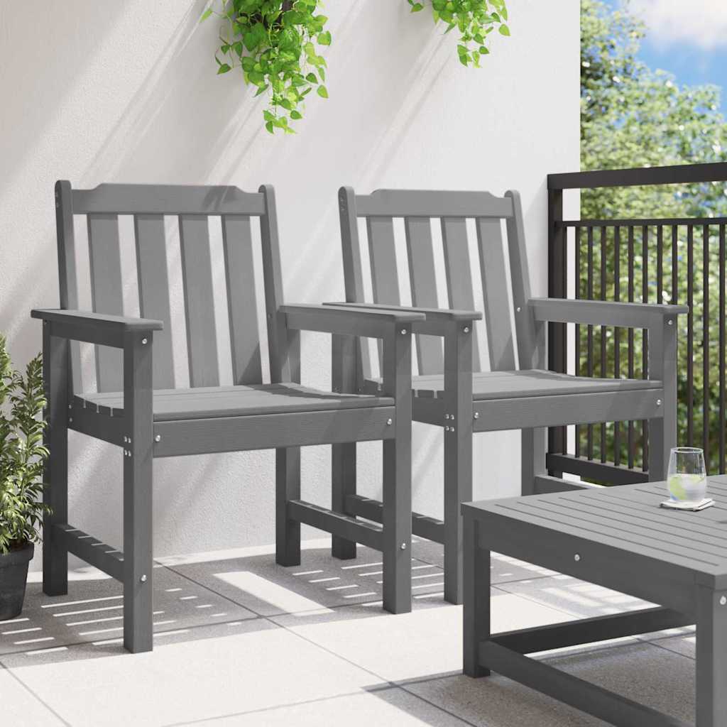Garden Dining Chair 2 pcs Light Grey 65.5 x 59 x 88cm HDPE