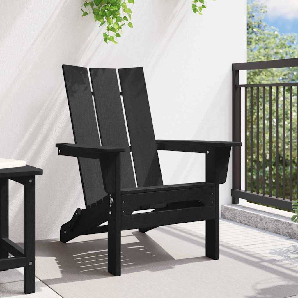 Folding Adirondack Chair Black 74.5 x 80.5 x 90cm HDPE