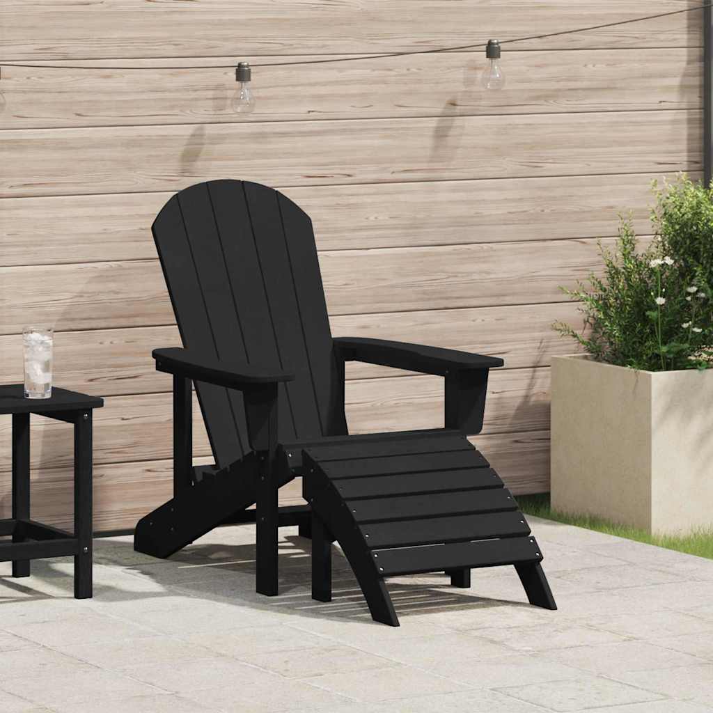 Adirondack Chair with Cushion Black 74 x 82 x 92cm HDPE