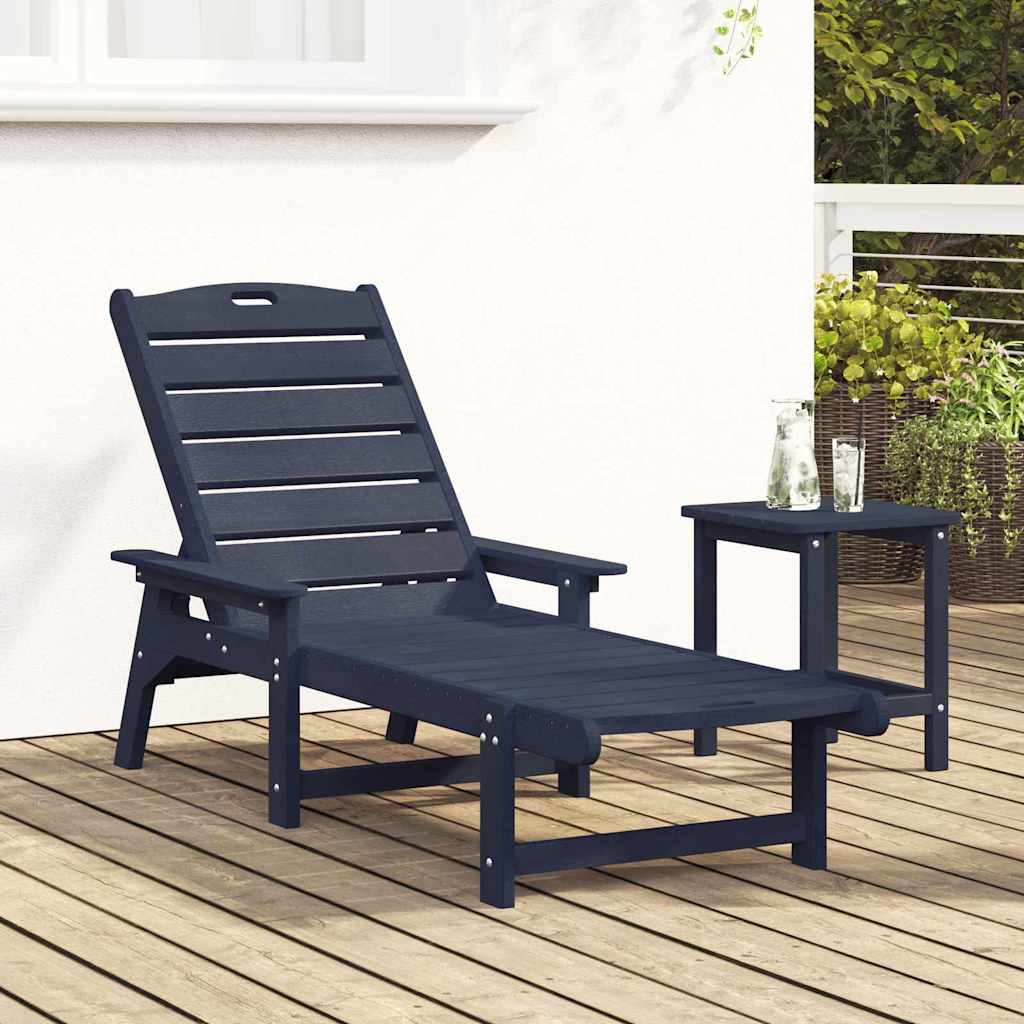Sun Lounger with Cushion Navy 73.5 x 92 x 90cm HDPE