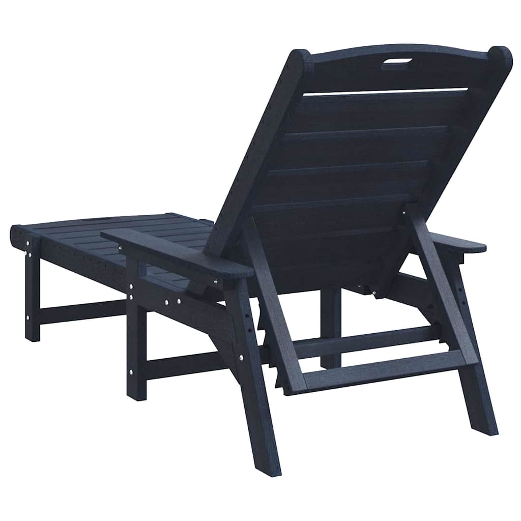 Sun Lounger with Cushion Navy 73.5 x 92 x 90cm HDPE