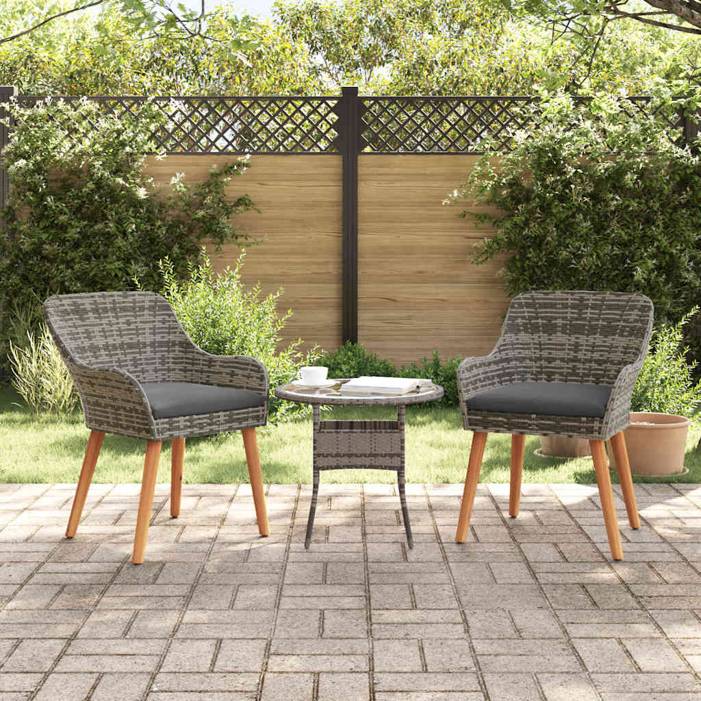 Garden Chair 2 pcs Grey 55 x 62.5 x 82cm Poly Rattan