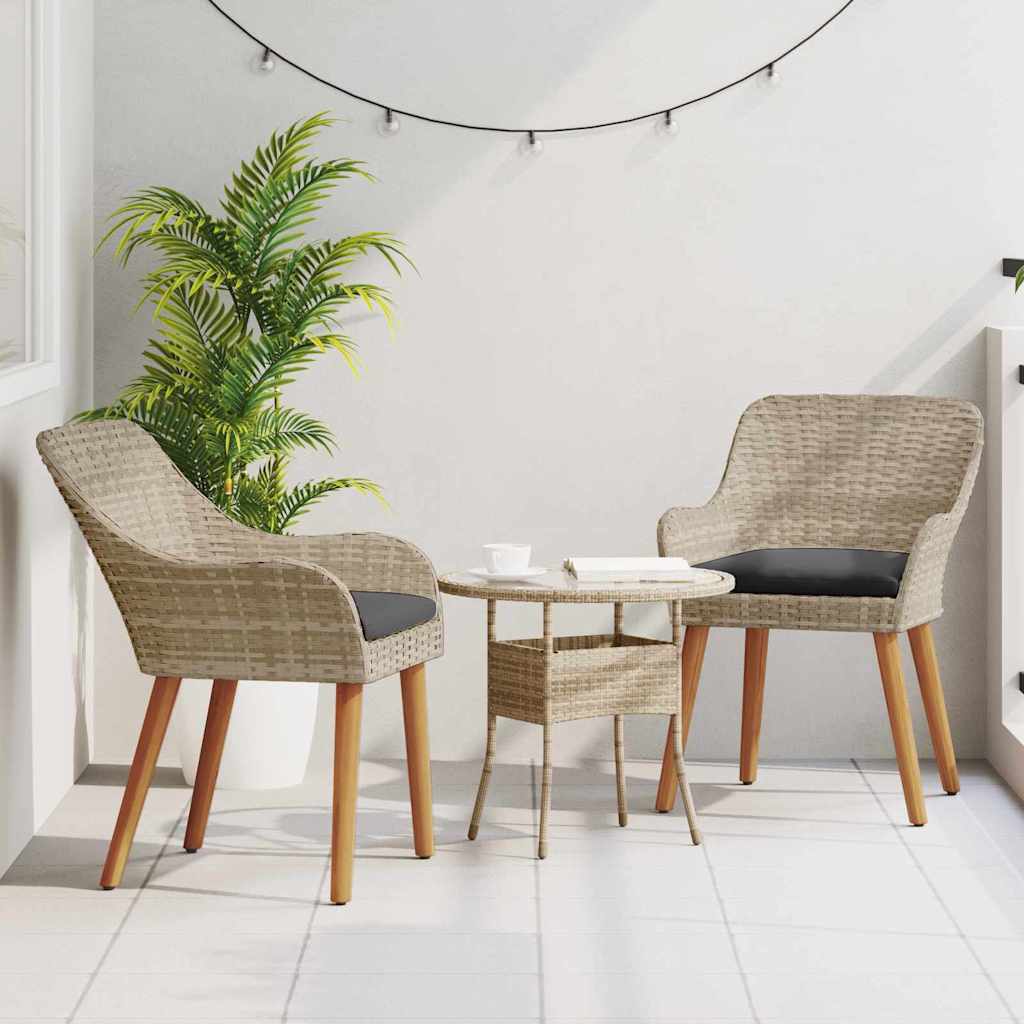 Garden Chair 2 pcs Light Grey 55 x 62.5 x 82cm Poly Rattan