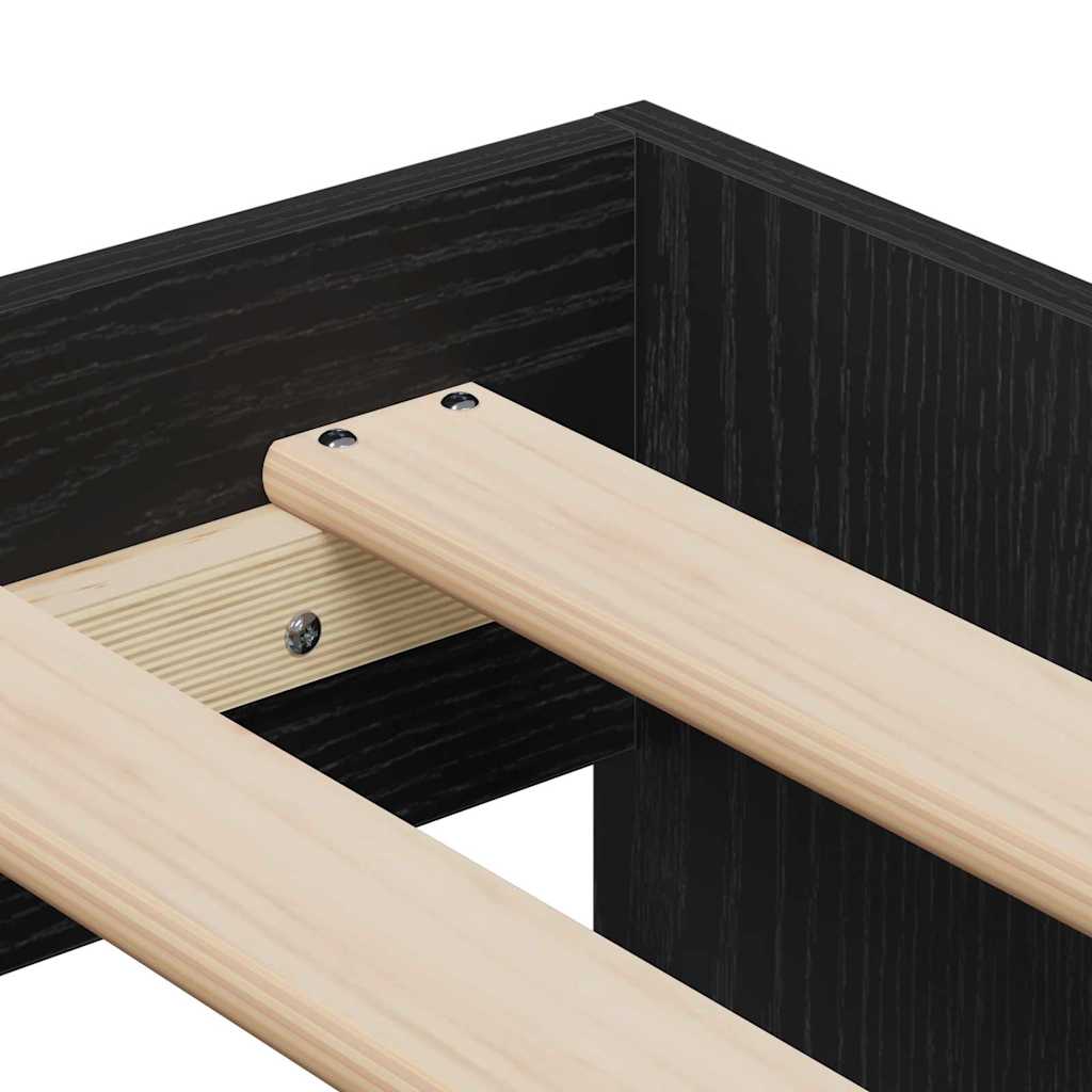 Storage Bed Frame Black oak 100 x 200 cm Engineered wood