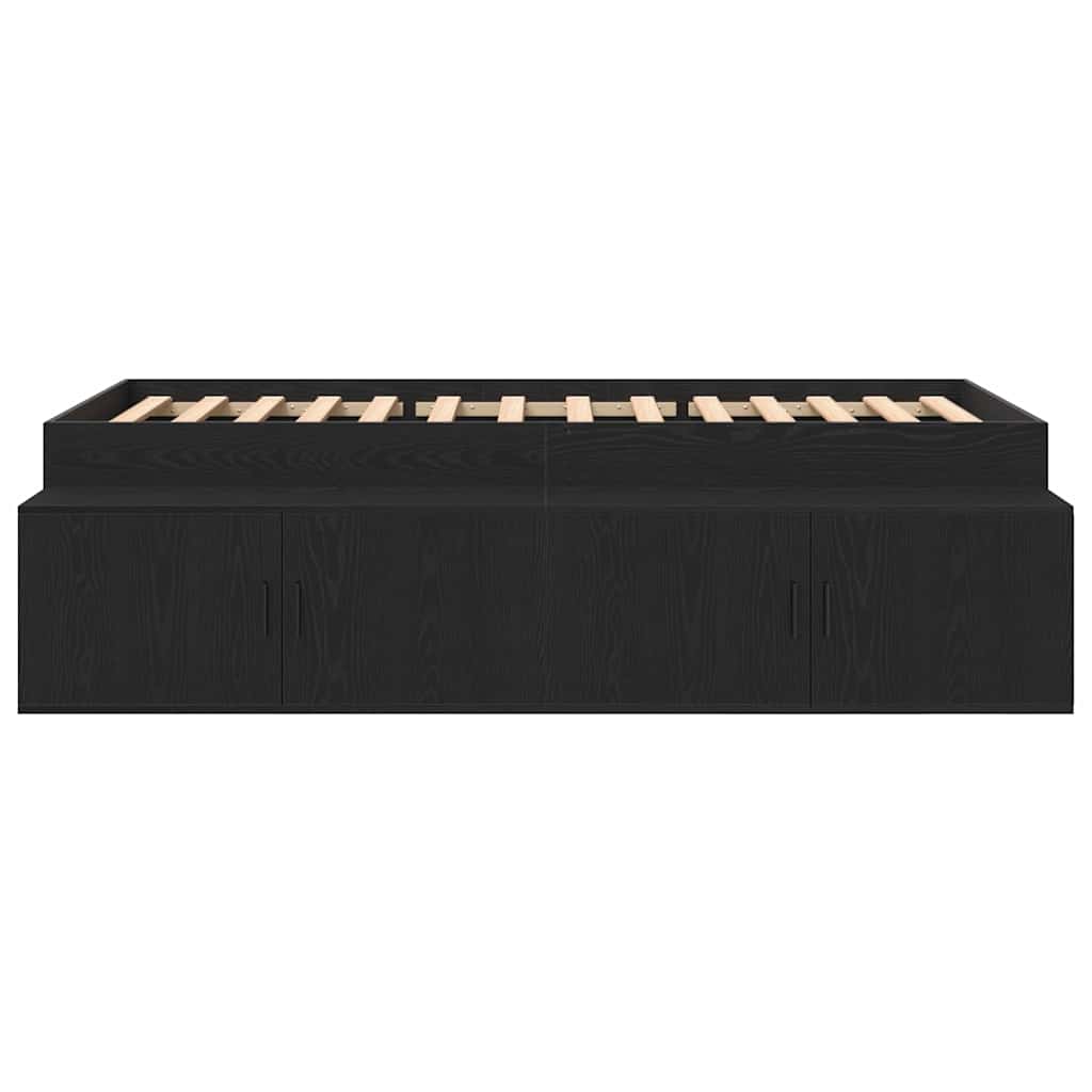 Storage Bed Frame Black oak 100 x 200 cm Engineered wood