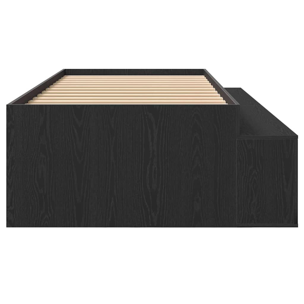 Storage Bed Frame Black oak 100 x 200 cm Engineered wood