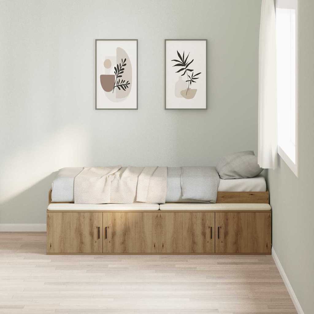 Storage Bed Frame Artisan oak 100 x 200 cm Engineered wood